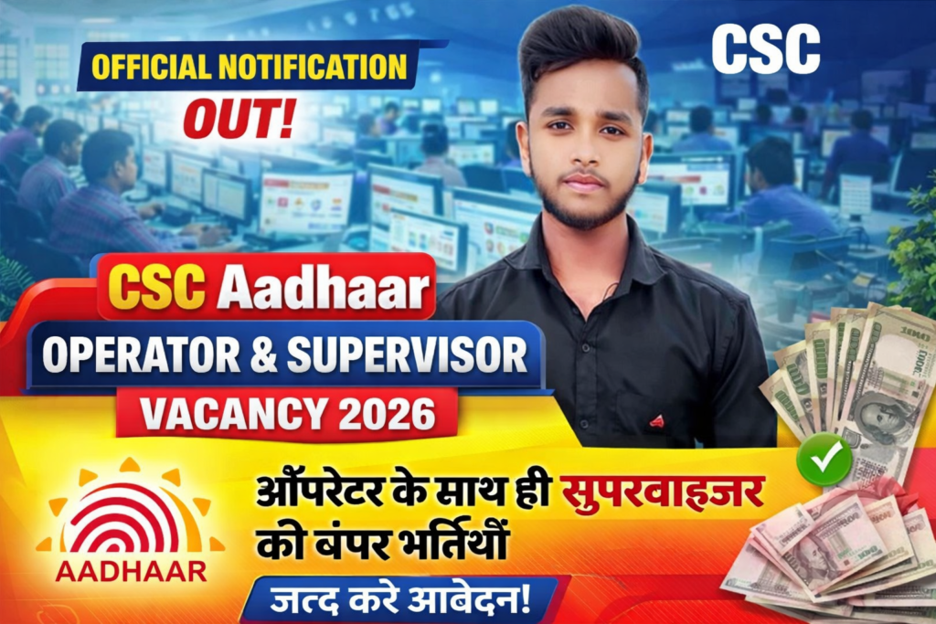 CSC Aadhaar Operator & Supervisor Vacancy 2026