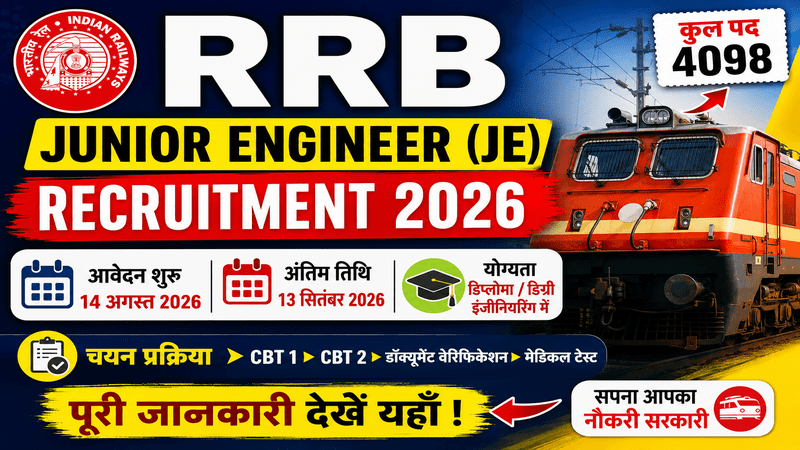RRB Junior Engineer JE Recruitment 2026