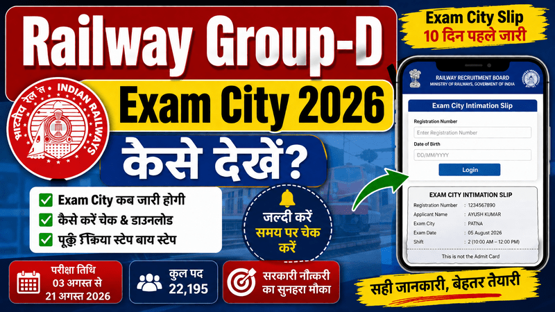 Railway Group-D Exam City 2026 Kaise Dekhe