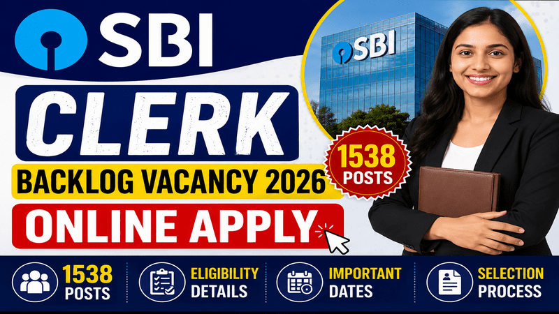 SBI Clerk Backlog Vacancy 2026 Online Apply