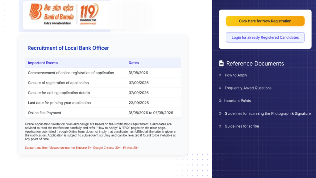 Bank Of Baroda LBO Online Form 2026