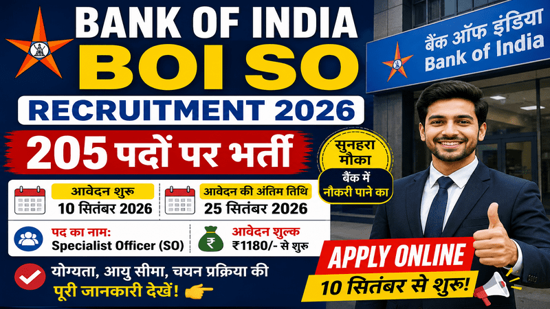 Bank of India BOI SO Recruitment 2026